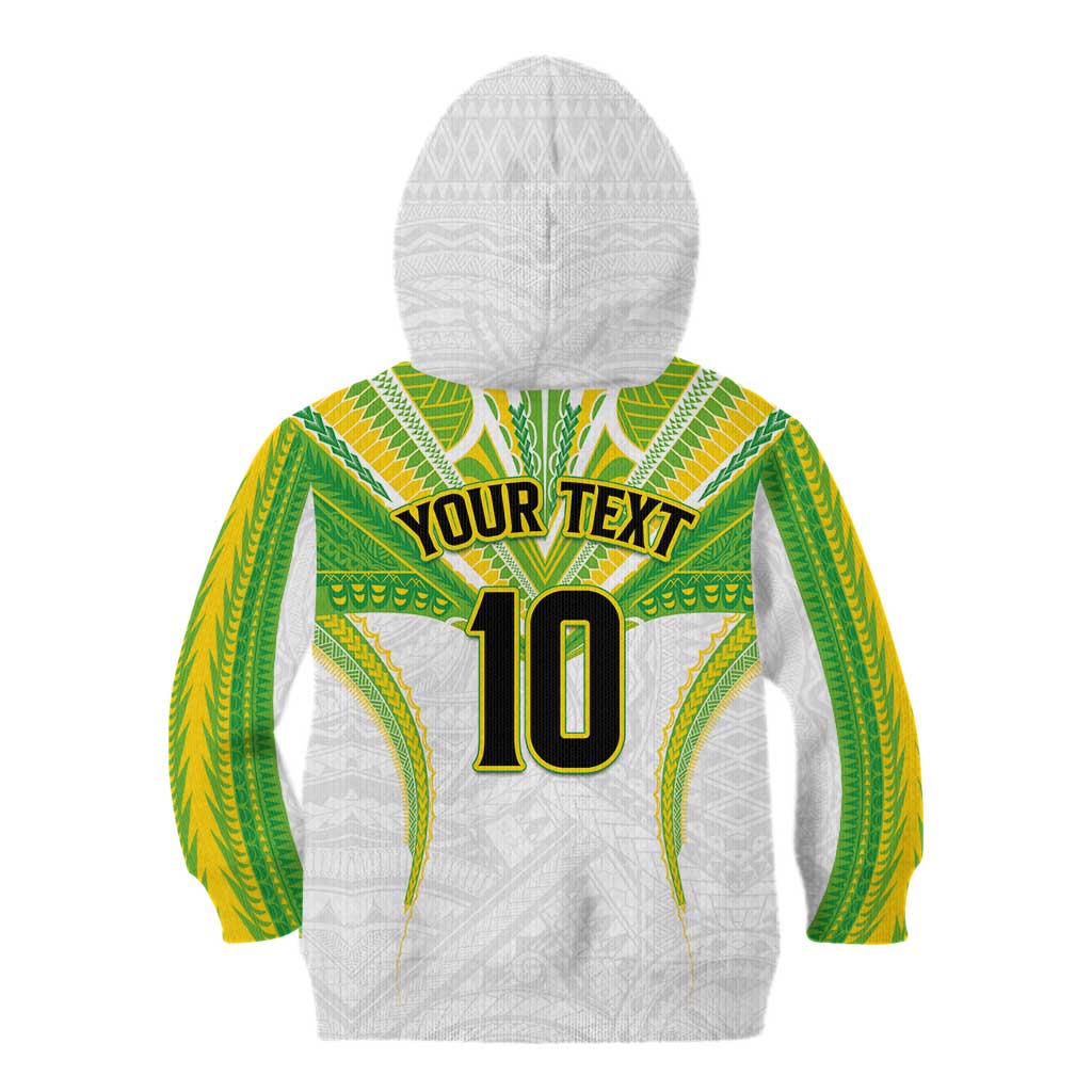 Custom Cook Islands Rugby Kid Hoodie Tatau Art Sport Style White Color LT03 - Polynesian Pride