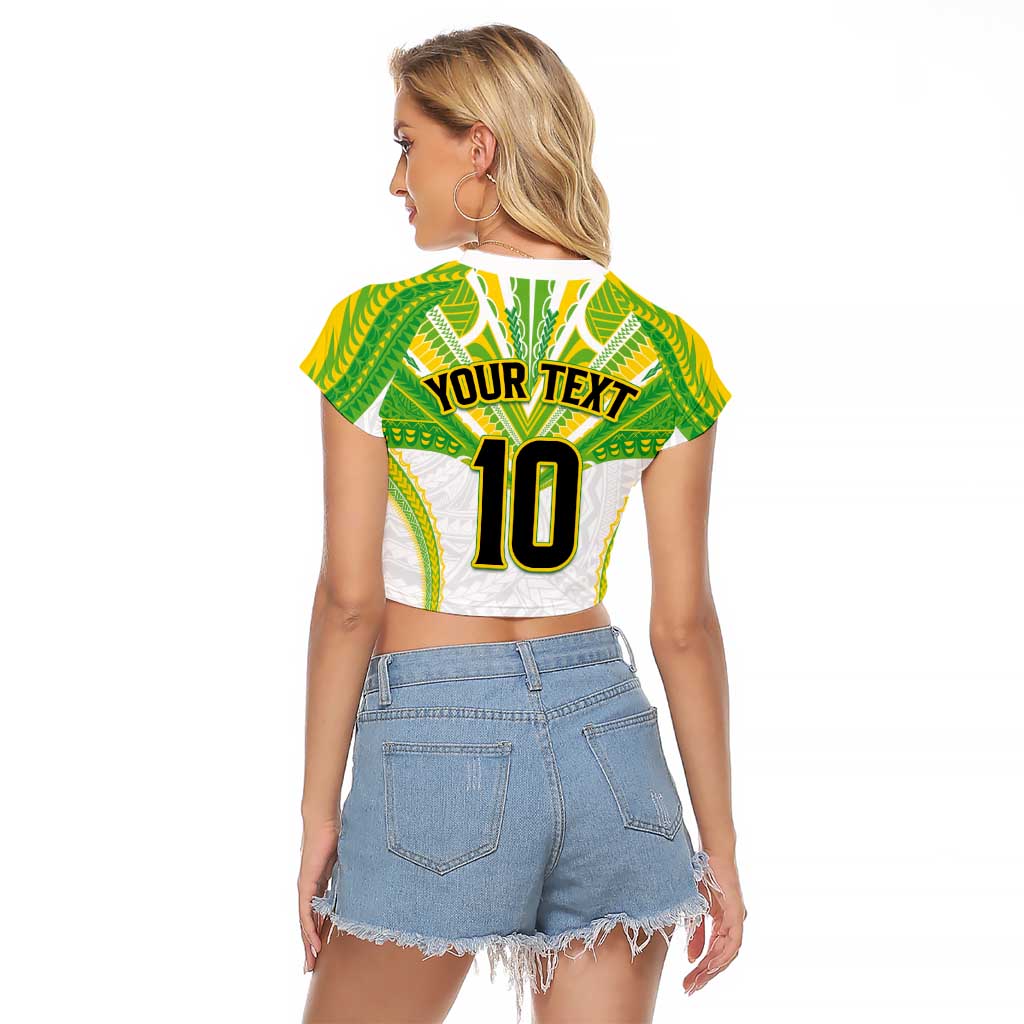 Custom Cook Islands Rugby Raglan Cropped T Shirt Tatau Art Sport Style White Color LT03 - Polynesian Pride