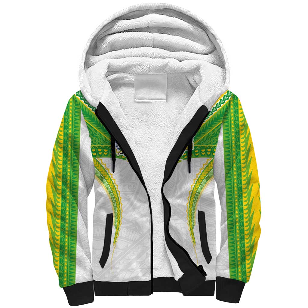 Custom Cook Islands Rugby Sherpa Hoodie Tatau Art Sport Style White Color LT03 Unisex White - Polynesian Pride