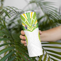Custom Cook Islands Rugby Skinny Tumbler Tatau Art Sport Style White Color LT03 - Polynesian Pride