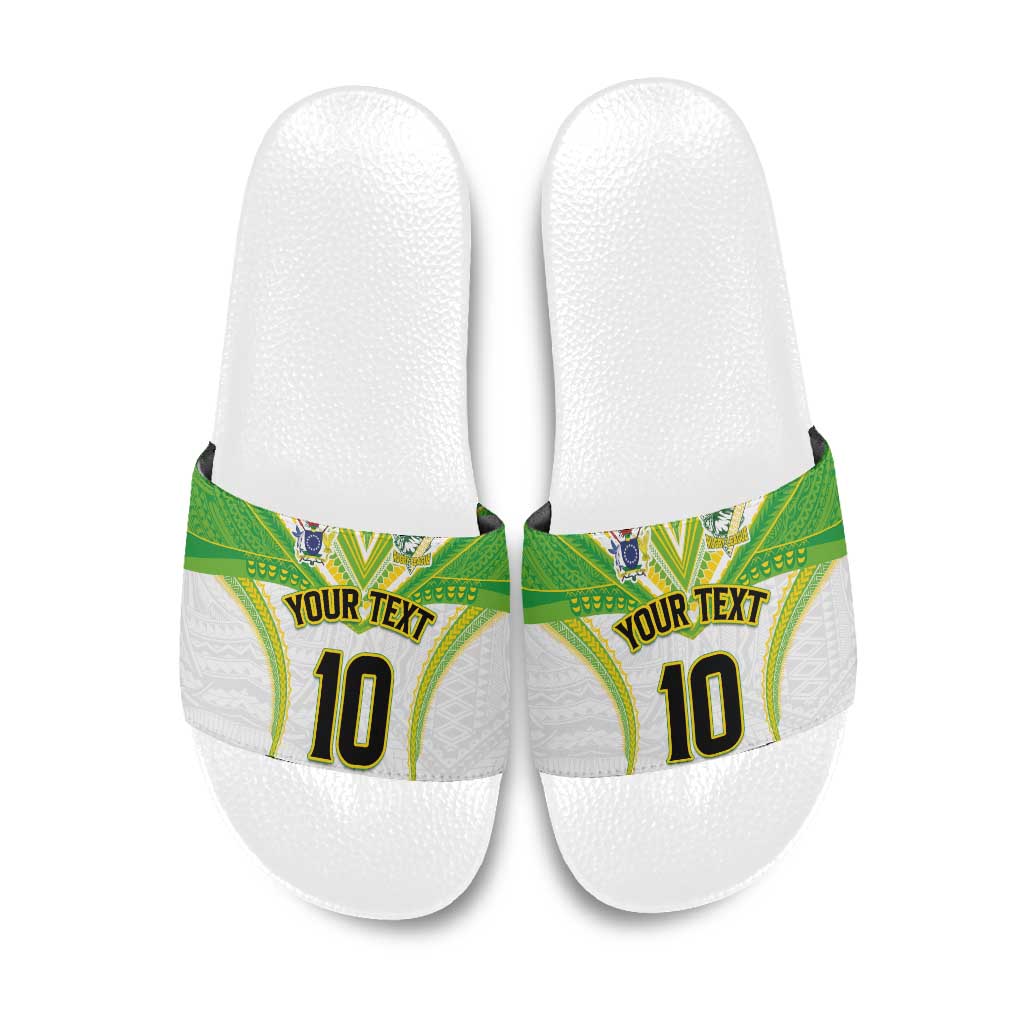 Custom Cook Islands Rugby Slide Sandals Tatau Art Sport Style White Color