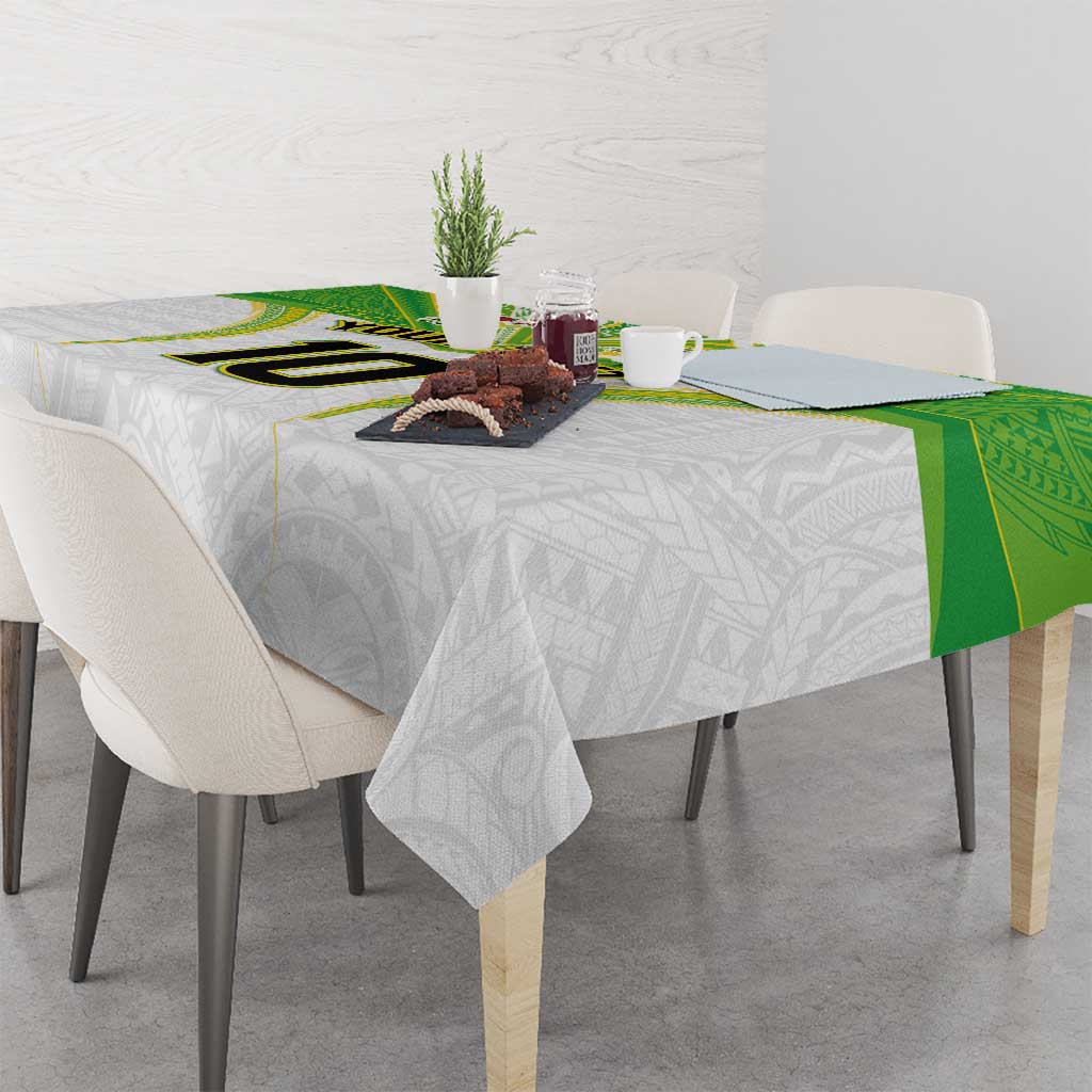 Custom Cook Islands Rugby Tablecloth Tatau Art Sport Style White Color