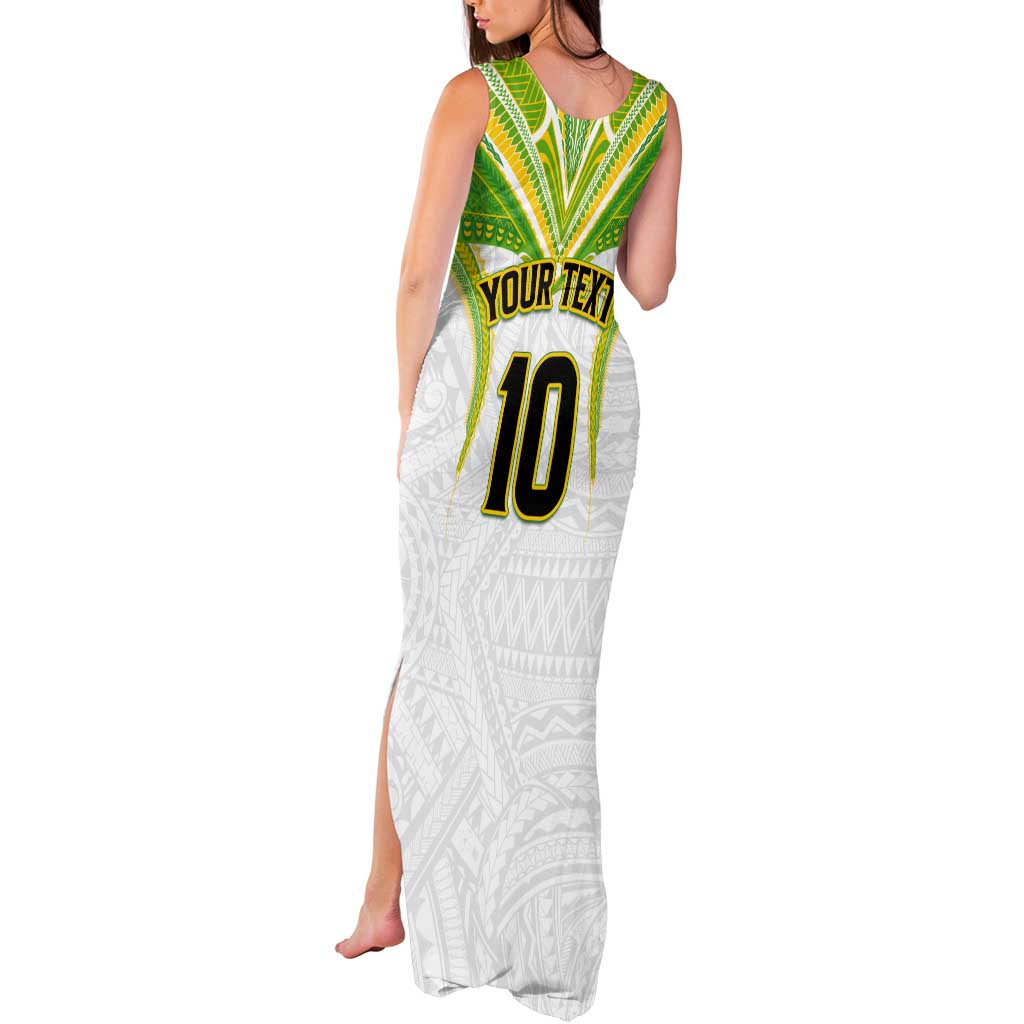 Custom Cook Islands Rugby Tank Maxi Dress Tatau Art Sport Style White Color LT03 - Polynesian Pride