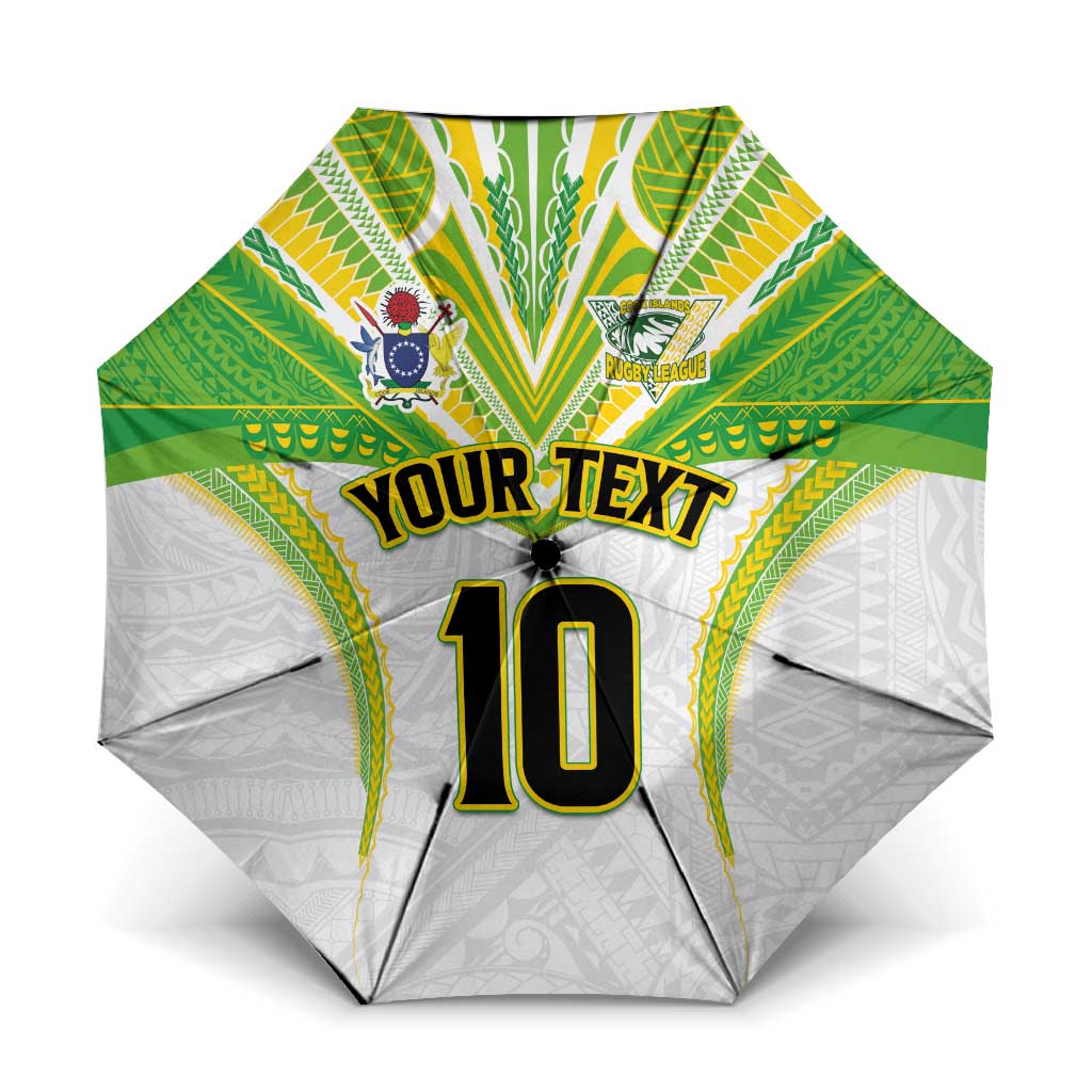 Custom Cook Islands Rugby Umbrella Tatau Art Sport Style White Color