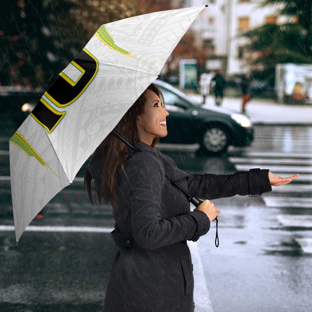 Custom Cook Islands Rugby Umbrella Tatau Art Sport Style White Color