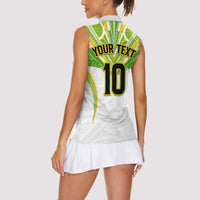 Custom Cook Islands Rugby Women Sleeveless Polo Shirt Tatau Art Sport Style White Color LT03 - Polynesian Pride