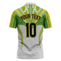 Custom Cook Islands Rugby Zipper Polo Shirt Tatau Art Sport Style White Color LT03 - Polynesian Pride