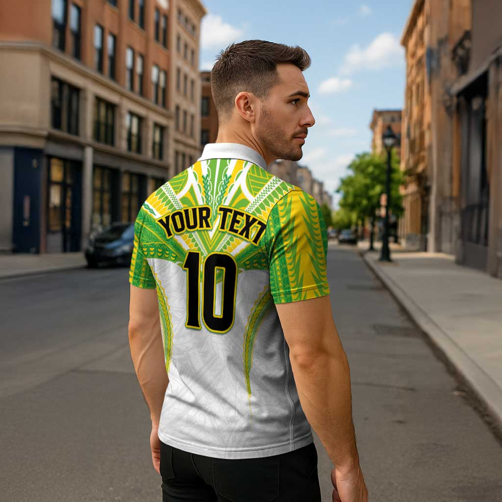 Custom Cook Islands Rugby Zipper Polo Shirt Tatau Art Sport Style White Color LT03 - Polynesian Pride