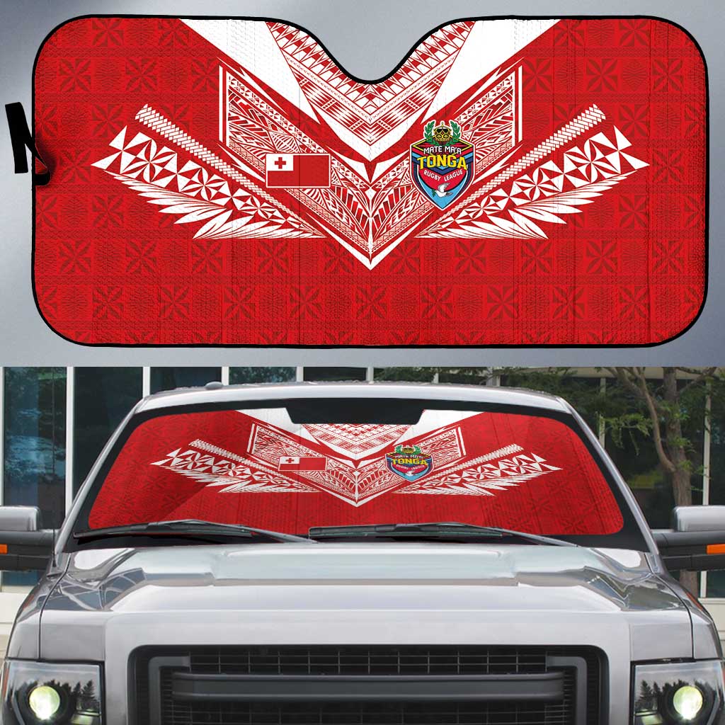 Tonga Rugby Auto Sun Shade Ngatu Motifs and Pacific Patterns