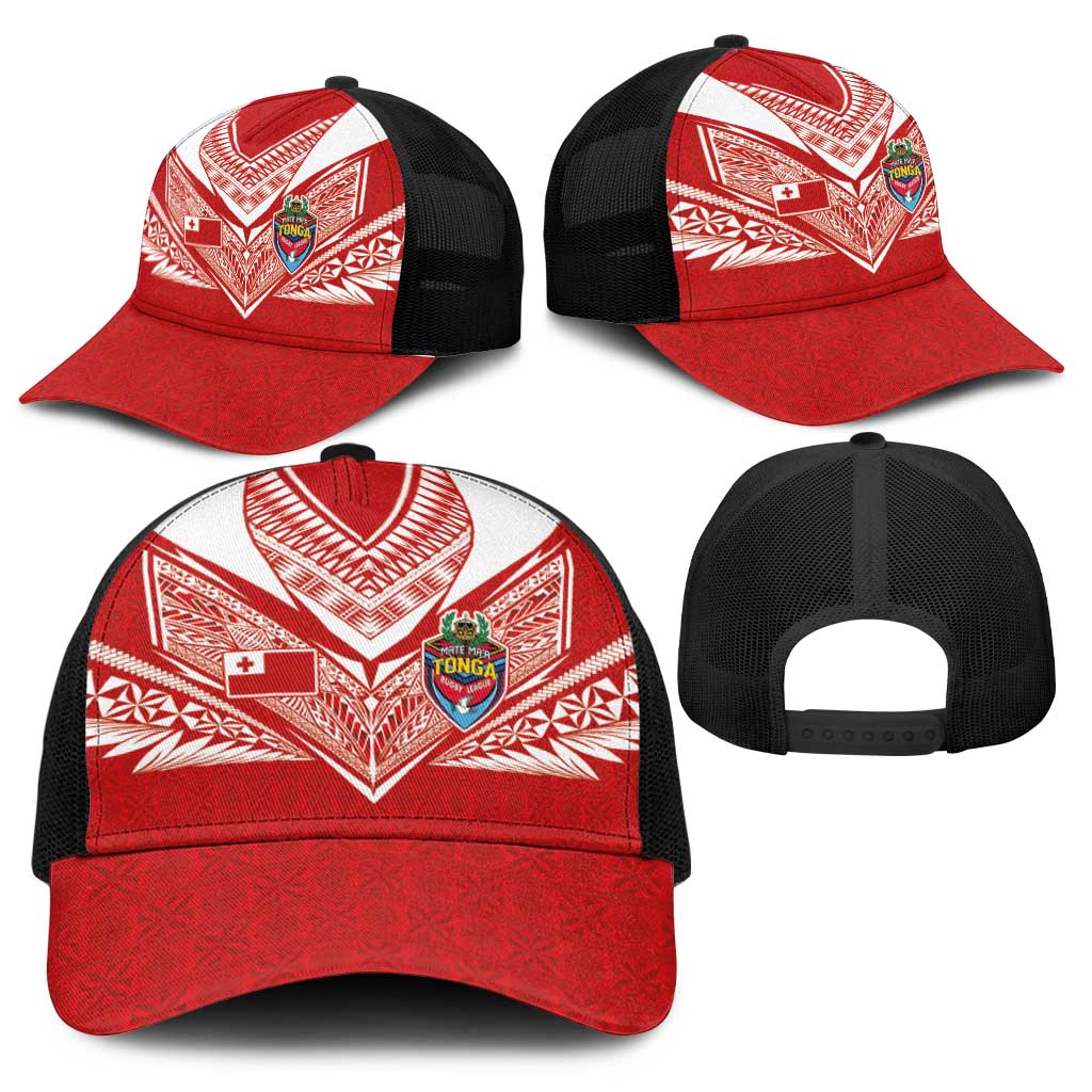 Tonga Rugby Baseball Net Cap Ngatu Motifs and Pacific Patterns