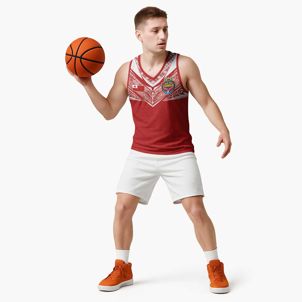 Custom Tonga Rugby Basketball Jersey Ngatu Motifs and Pacific Patterns