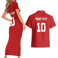 Custom Tonga Rugby Couples Matching Short Sleeve Bodycon Dress and Hawaiian Shirt Ngatu Motifs and Pacific Patterns