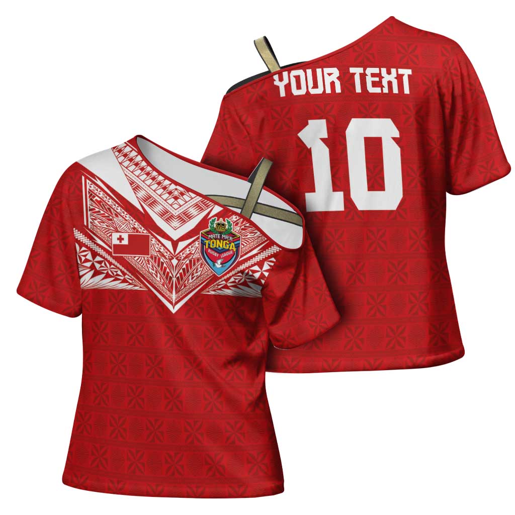 Custom Tonga Rugby Cross Shoulder Shirt Ngatu Motifs and Pacific Patterns
