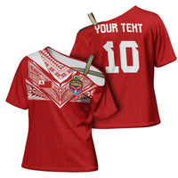 Custom Tonga Rugby Cross Shoulder Shirt Ngatu Motifs and Pacific Patterns