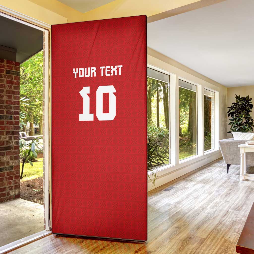 Custom Tonga Rugby Door Cover Ngatu Motifs and Pacific Patterns