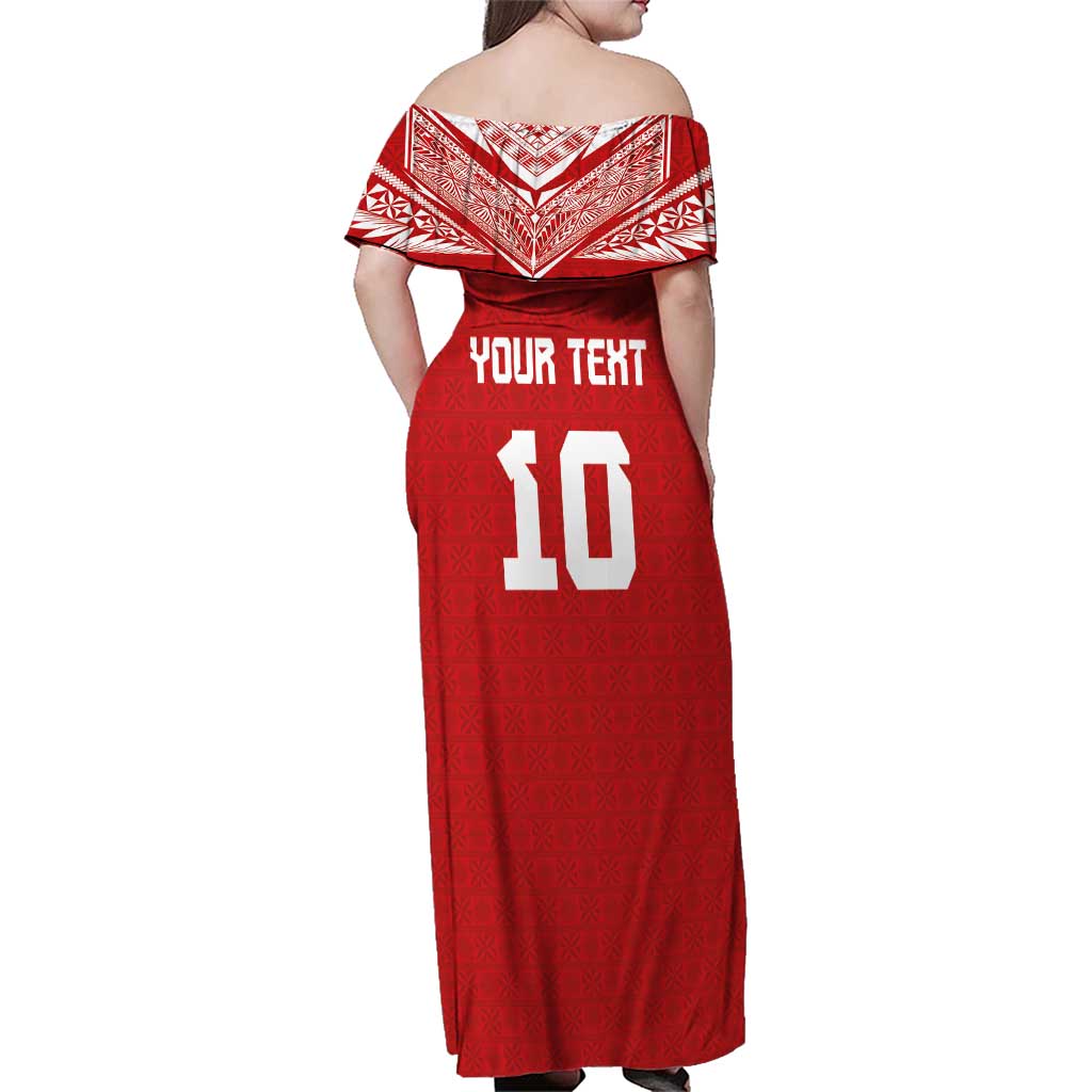 Custom Tonga Rugby Family Matching Off Shoulder Maxi Dress and Hawaiian Shirt Ngatu Motifs and Pacific Patterns LT03 - Polynesian Pride