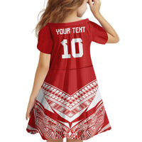 Custom Tonga Rugby Kid Short Sleeve Dress Ngatu Motifs and Pacific Patterns