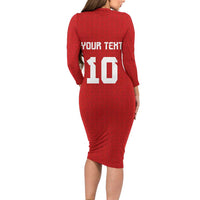 Custom Tonga Rugby Long Sleeve Bodycon Dress Ngatu Motifs and Pacific Patterns LT03 - Polynesian Pride