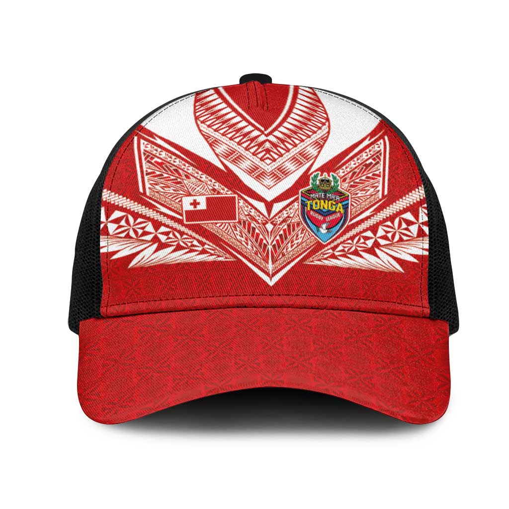 Tonga Rugby Mesh Trucker Cap Ngatu Motifs and Pacific Patterns