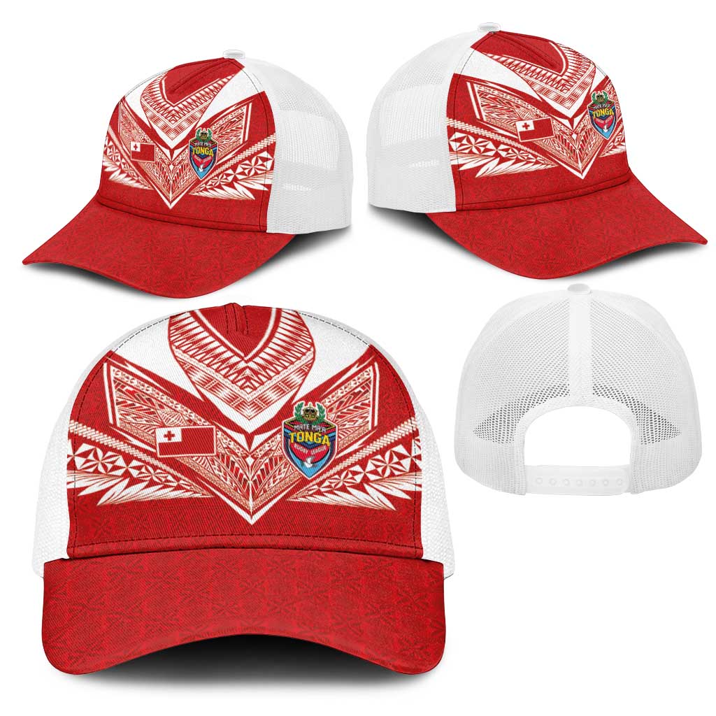 Tonga Rugby Mesh Trucker Cap Ngatu Motifs and Pacific Patterns
