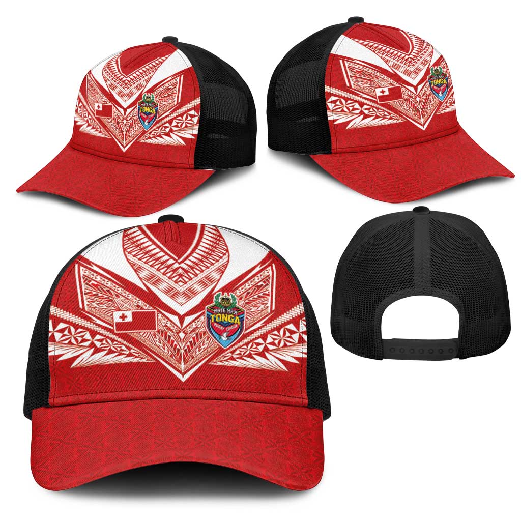 Tonga Rugby Mesh Trucker Cap Ngatu Motifs and Pacific Patterns