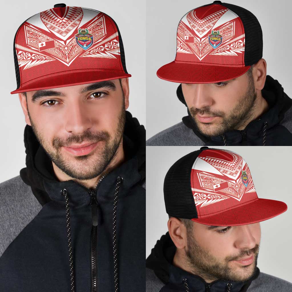 Tonga Rugby Mesh Trucker Cap Ngatu Motifs and Pacific Patterns