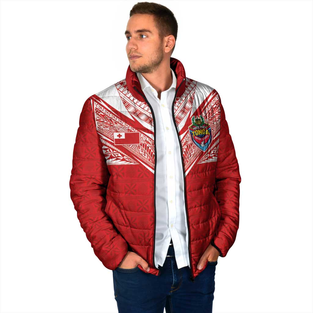 Custom Tonga Rugby Padded Jacket Ngatu Motifs and Pacific Patterns