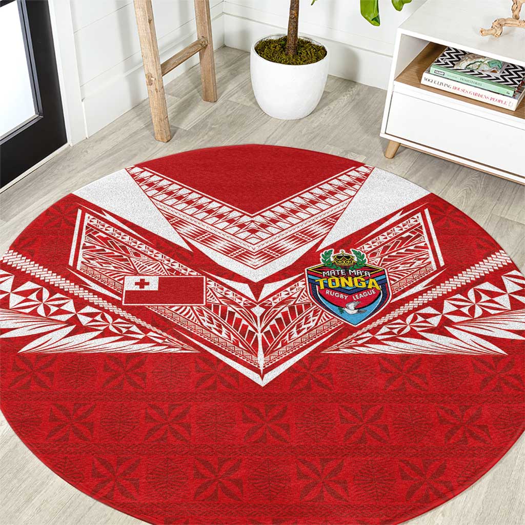 Tonga Rugby Round Carpet Ngatu Motifs and Pacific Patterns