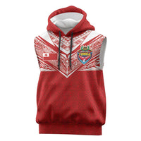 Custom Tonga Rugby Sleeveless Hoodie Ngatu Motifs and Pacific Patterns LT03 Red - Polynesian Pride