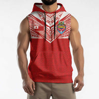 Custom Tonga Rugby Sleeveless Hoodie Ngatu Motifs and Pacific Patterns LT03 - Polynesian Pride