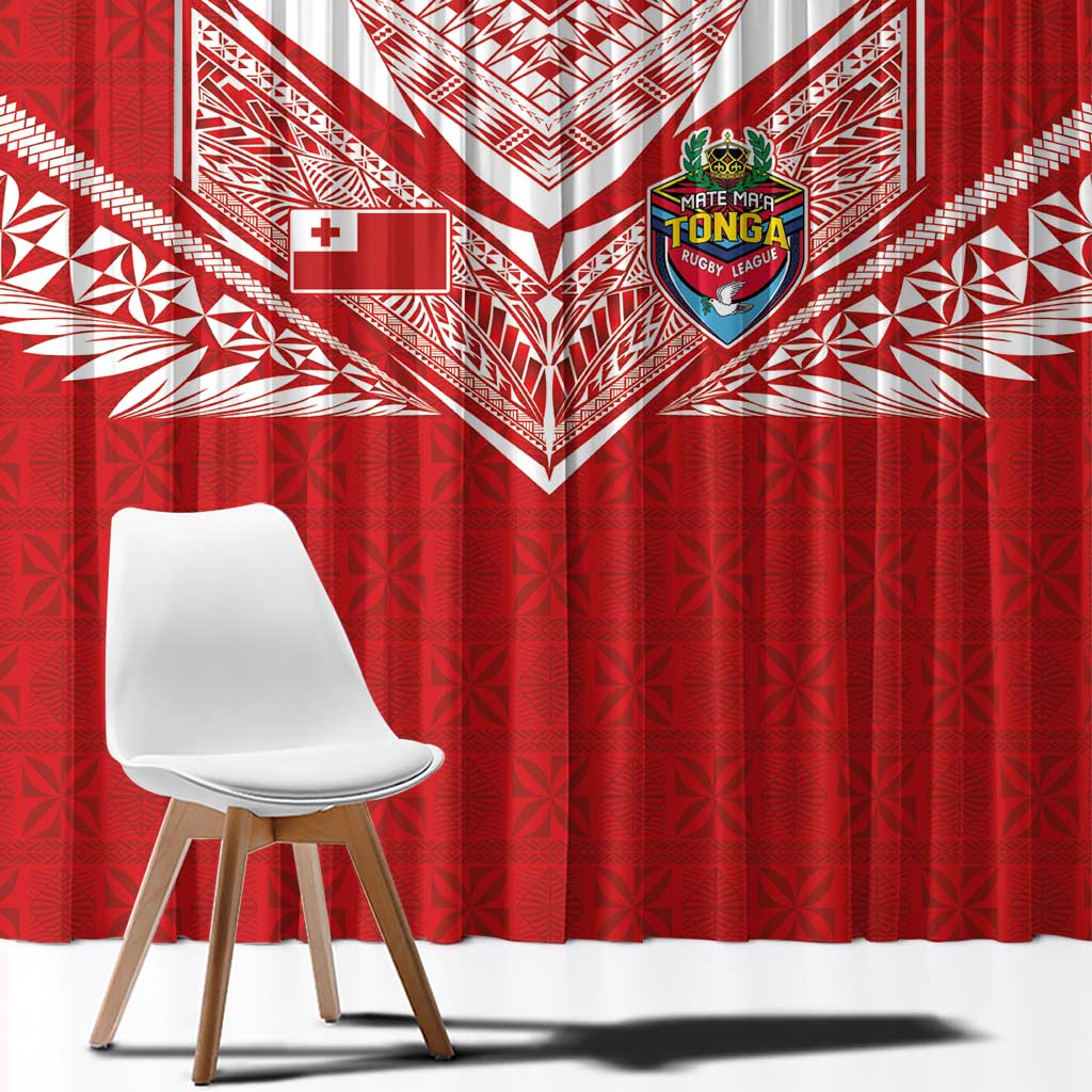 Tonga Rugby Window Curtain Ngatu Motifs and Pacific Patterns
