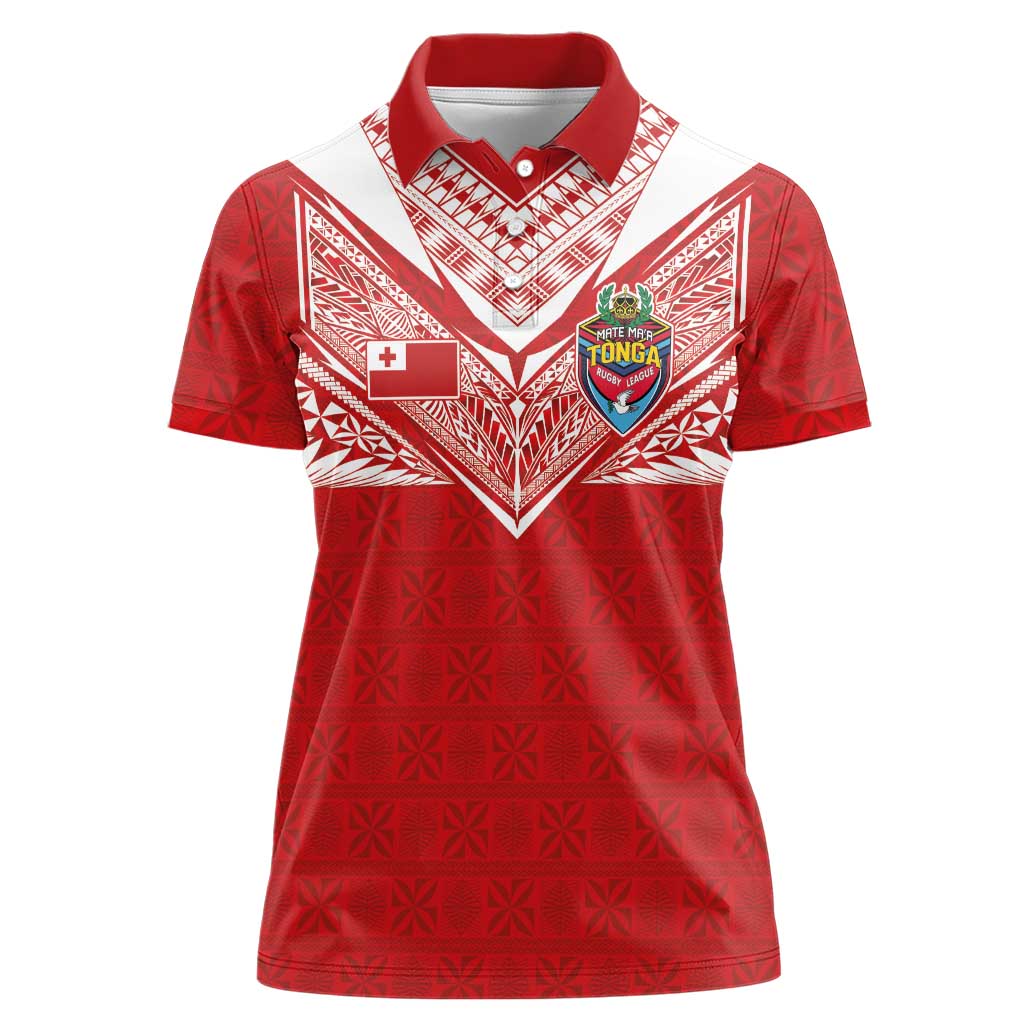 Custom Tonga Rugby Women Polo Shirt Ngatu Motifs and Pacific Patterns