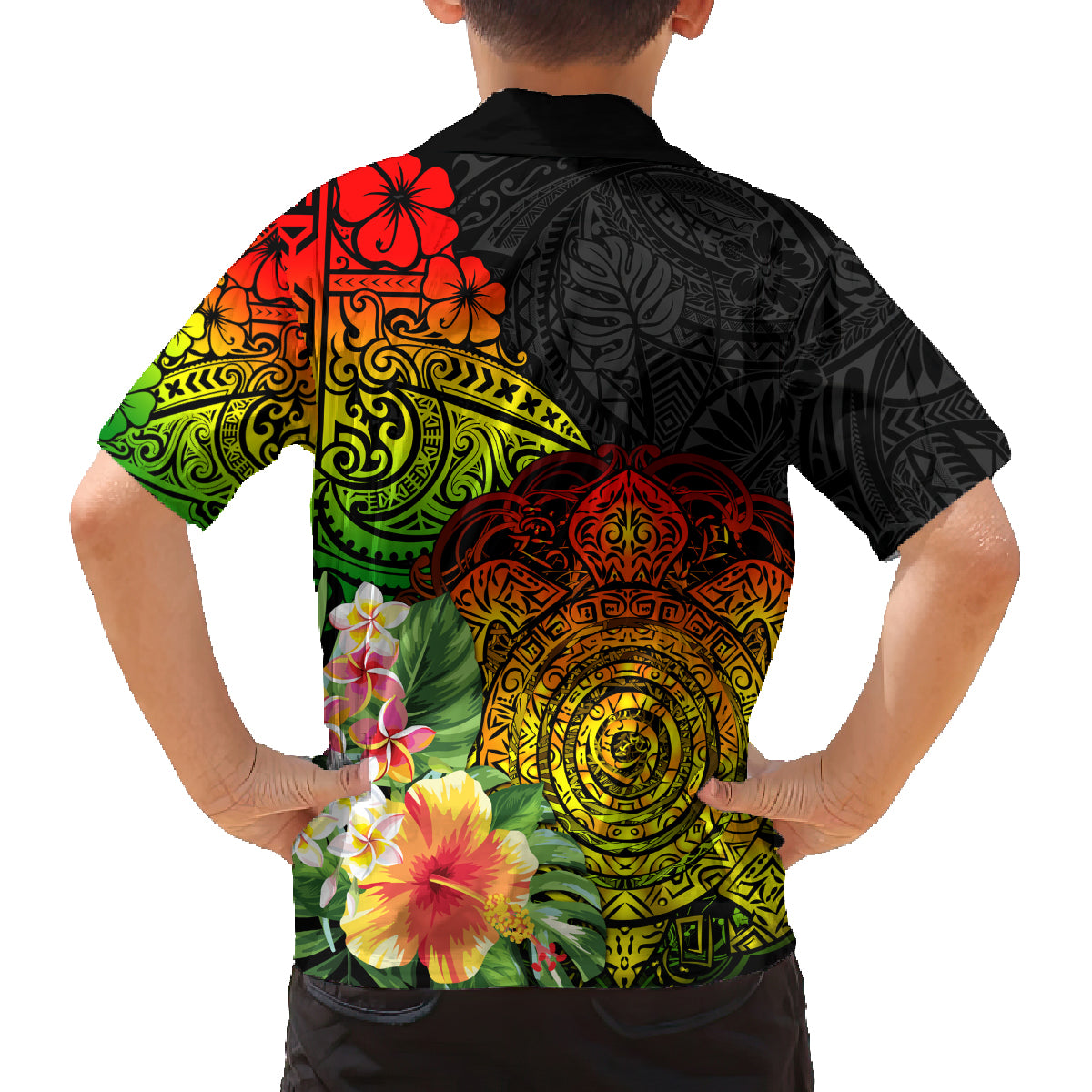 Polynesia Victory Day Family Matching Summer Maxi Dress and Hawaiian Shirt Tribal Turtle and Hibiscus LT03 - Polynesian Pride