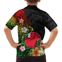 Wallis and Futuna Victory Day Kid Hawaiian Shirt Tribal Polynesian Tattoo and Hibiscus Flower LT03 - Polynesian Pride