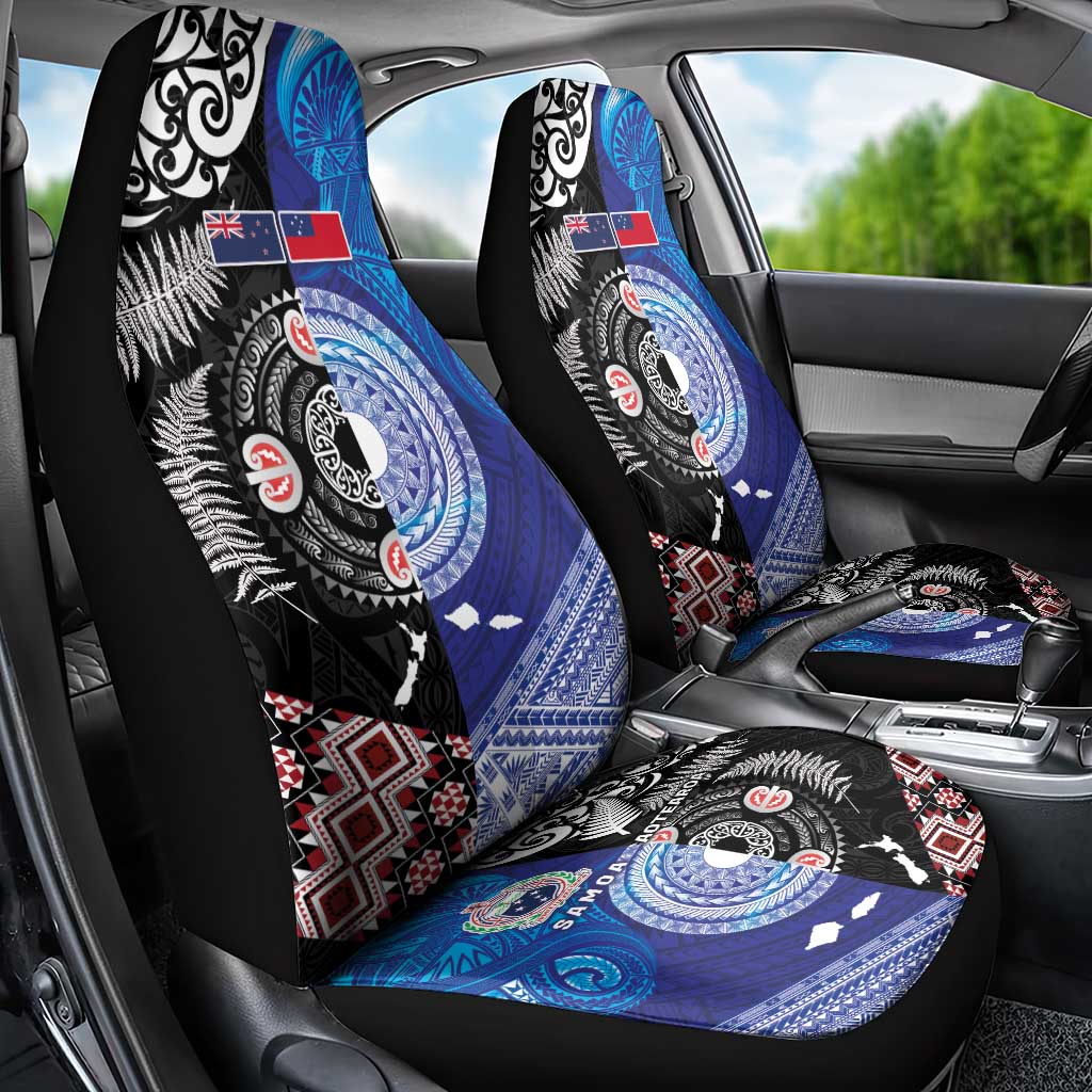 Samoa and Aotearoa Together Car Seat Cover Tatau Art Tattoos-Taniko and Maori with Fern LT03 - Polynesian Pride