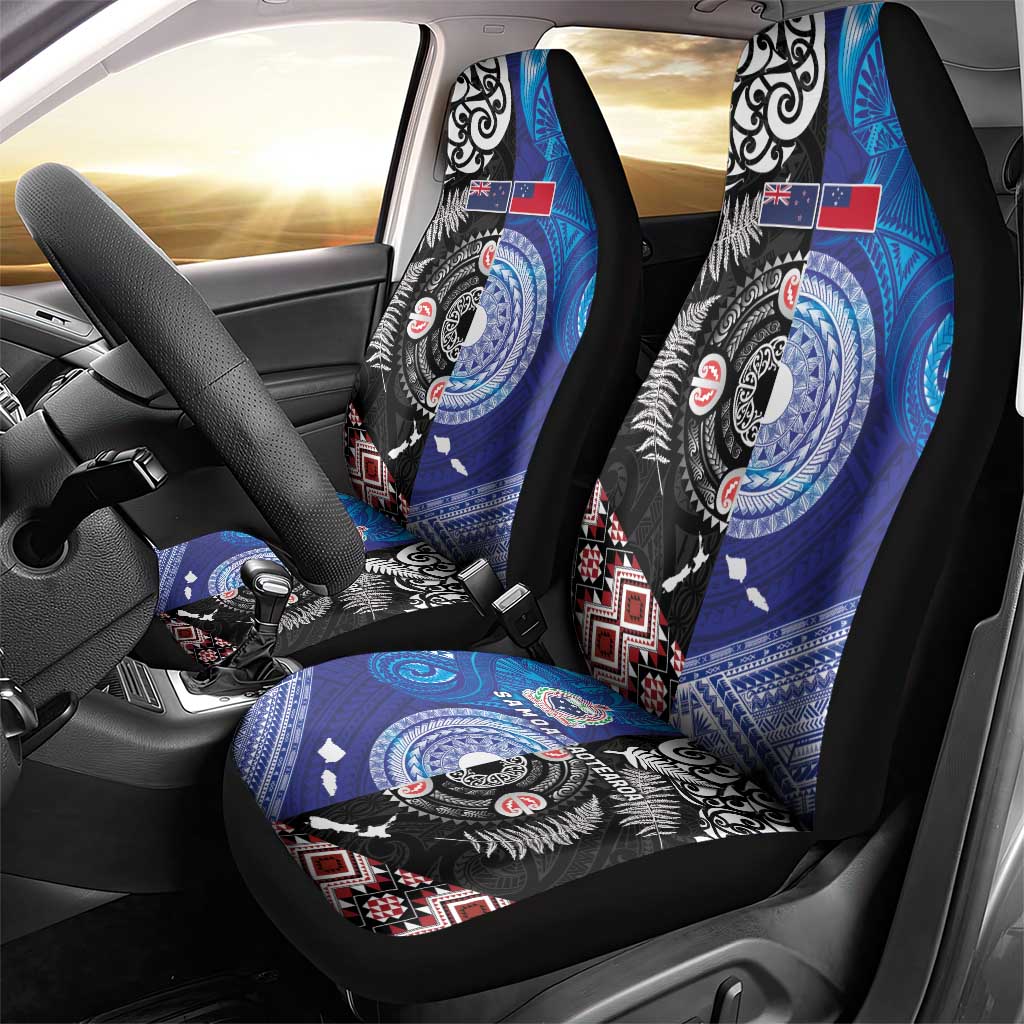 Samoa and Aotearoa Together Car Seat Cover Tatau Art Tattoos-Taniko and Maori with Fern LT03 - Polynesian Pride