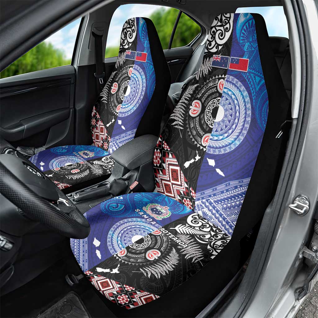 Samoa and Aotearoa Together Car Seat Cover Tatau Art Tattoos-Taniko and Maori with Fern LT03 - Polynesian Pride