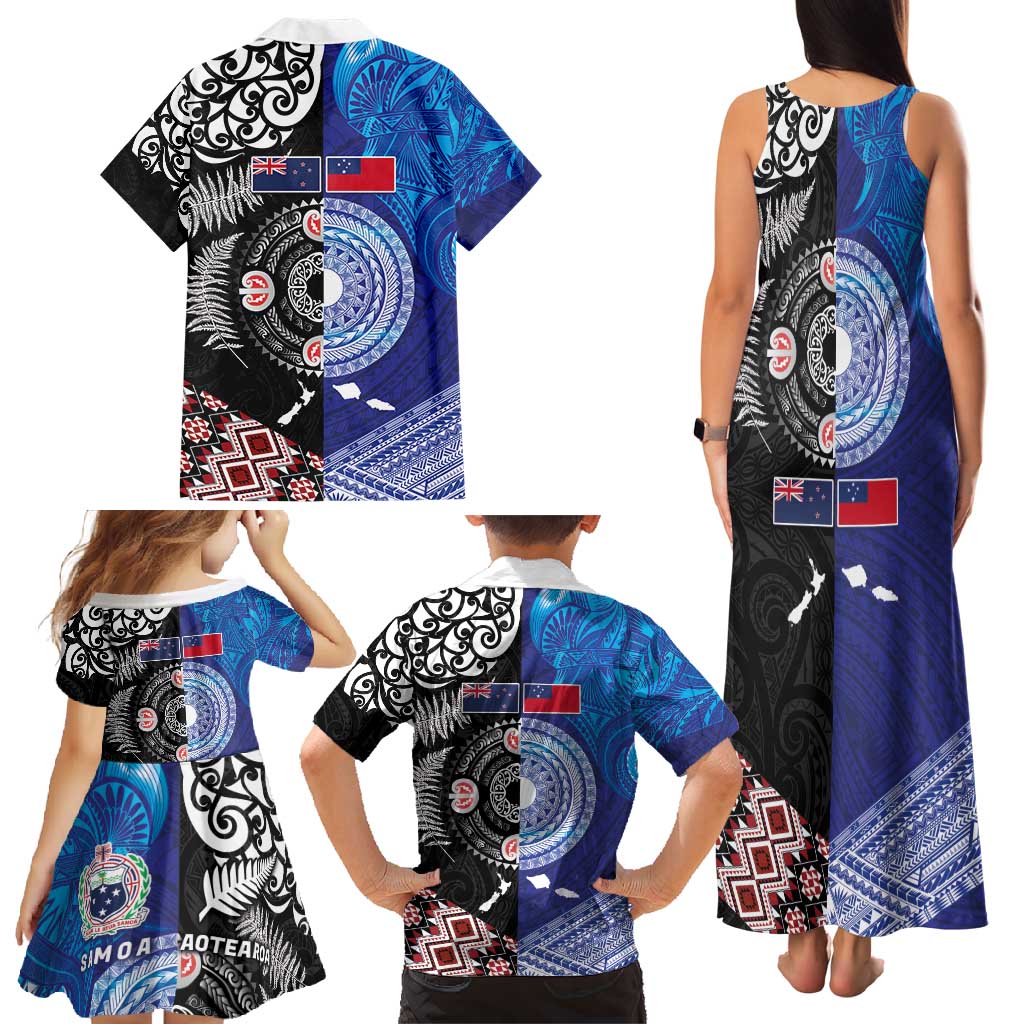 Samoa and Aotearoa Together Family Matching Tank Maxi Dress and Hawaiian Shirt Tatau Art Tattoos-Taniko and Maori with Fern LT03 - Polynesian Pride