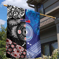 Samoa and Aotearoa Together Garden Flag Tatau Art Tattoos-Taniko and Maori with Fern LT03 - Polynesian Pride
