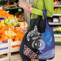 Samoa and Aotearoa Together Grocery Bag Tatau Art Tattoos-Taniko and Maori with Fern LT03 - Polynesian Pride