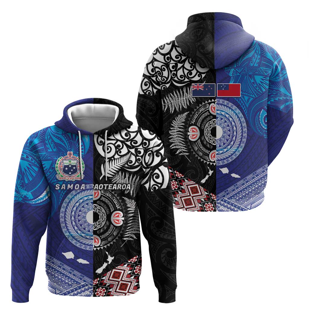 Samoa and Aotearoa Together Hoodie Tatau Art Tattoos-Taniko and Maori with Fern LT03 - Polynesian Pride