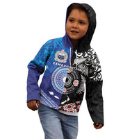Samoa and Aotearoa Together Kid Hoodie Tatau Art Tattoos-Taniko and Maori with Fern LT03 - Polynesian Pride