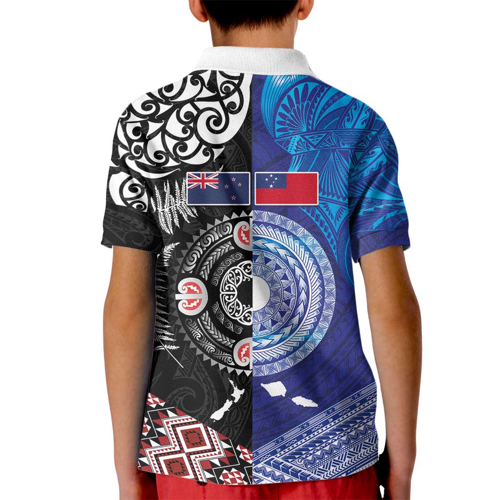 Samoa and Aotearoa Together Kid Polo Shirt Tatau Art Tattoos-Taniko and Maori with Fern LT03 - Polynesian Pride