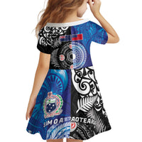 Samoa and Aotearoa Together Kid Short Sleeve Dress Tatau Art Tattoos-Taniko and Maori with Fern LT03 - Polynesian Pride