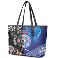 Samoa and Aotearoa Together Leather Tote Bag Tatau Art Tattoos-Taniko and Maori with Fern LT03 - Polynesian Pride