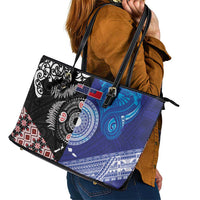 Samoa and Aotearoa Together Leather Tote Bag Tatau Art Tattoos-Taniko and Maori with Fern LT03 - Polynesian Pride