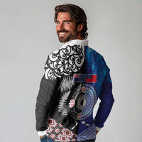 Samoa and Aotearoa Together Long Sleeve Polo Shirt Tatau Art Tattoos-Taniko and Maori with Fern LT03 - Polynesian Pride