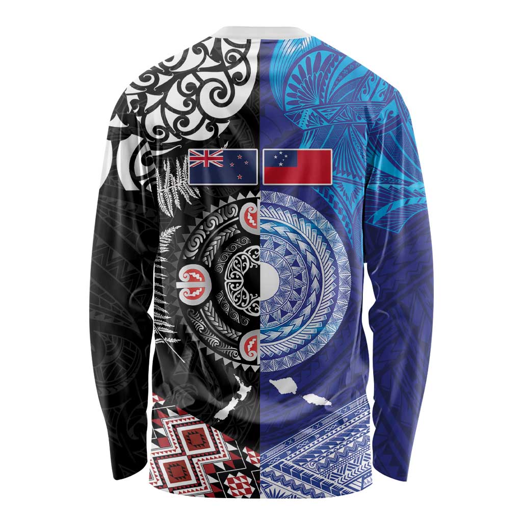 Samoa and Aotearoa Together Long Sleeve Shirt Tatau Art Tattoos-Taniko and Maori with Fern LT03 - Polynesian Pride