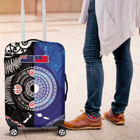 Samoa and Aotearoa Together Luggage Cover Tatau Art Tattoos-Taniko and Maori with Fern LT03 Black - Polynesian Pride