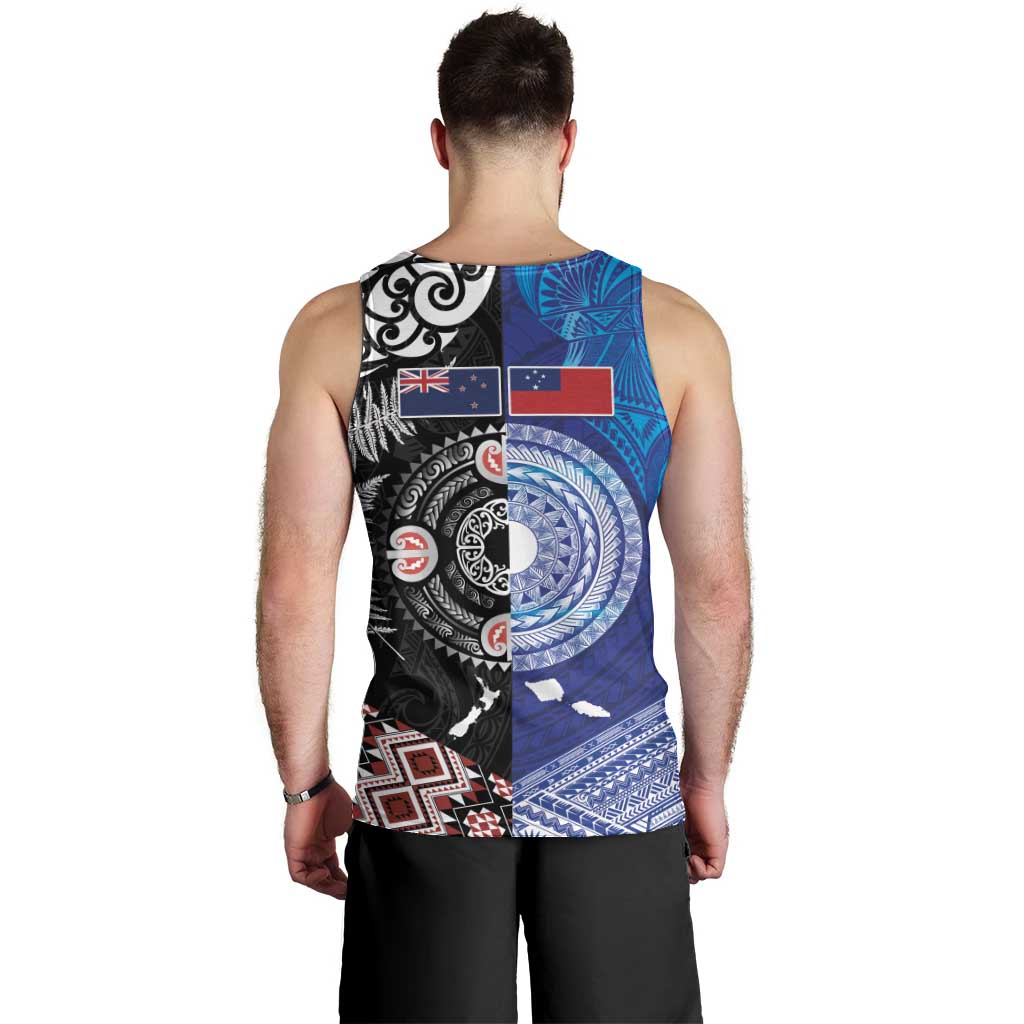 Samoa and Aotearoa Together Men Tank Top Tatau Art Tattoos-Taniko and Maori with Fern LT03 - Polynesian Pride